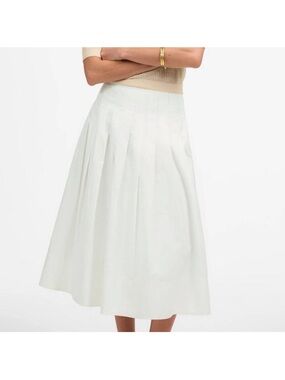 Madewell White Pleated Midi Skirt